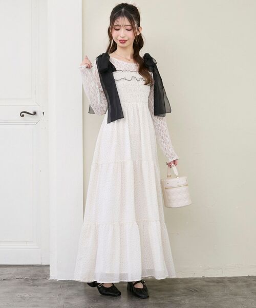 MAJESTIC LEGON（マジェスティックレゴン）の「2wayショルダーリボンキャミワンピ（ワンピース・レディース・ホワイト系その他2/アイボリー/ホワイト系その他/ホワイト系その他3・MEDIUM/SMALL）」の3枚目の写真