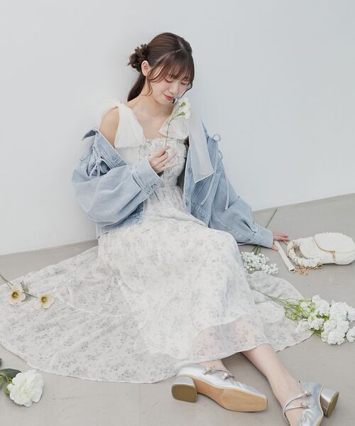 MAJESTIC LEGON（マジェスティックレゴン）の「2wayショルダーリボンキャミワンピ（ワンピース・レディース・ホワイト系その他2/アイボリー/ホワイト系その他/ホワイト系その他3・MEDIUM/SMALL）」の6枚目の写真