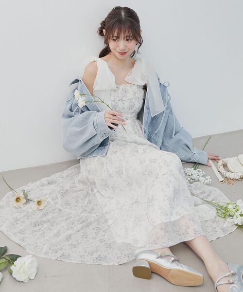 MAJESTIC LEGON（マジェスティックレゴン）の「2wayショルダーリボンキャミワンピ（ワンピース・レディース・ホワイト系その他2/アイボリー/ホワイト系その他/ホワイト系その他3・MEDIUM/SMALL）」の7枚目の写真