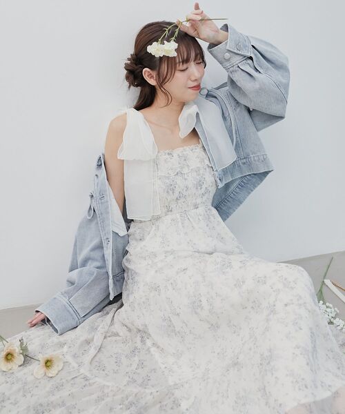 MAJESTIC LEGON（マジェスティックレゴン）の「2wayショルダーリボンキャミワンピ（ワンピース・レディース・ホワイト系その他2/アイボリー/ホワイト系その他/ホワイト系その他3・MEDIUM/SMALL）」の8枚目の写真