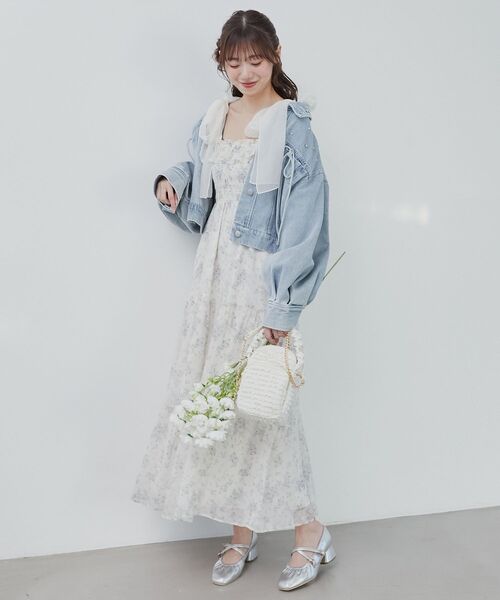 MAJESTIC LEGON（マジェスティックレゴン）の「2wayショルダーリボンキャミワンピ（ワンピース・レディース・ホワイト系その他2/アイボリー/ホワイト系その他/ホワイト系その他3・MEDIUM/SMALL）」の9枚目の写真