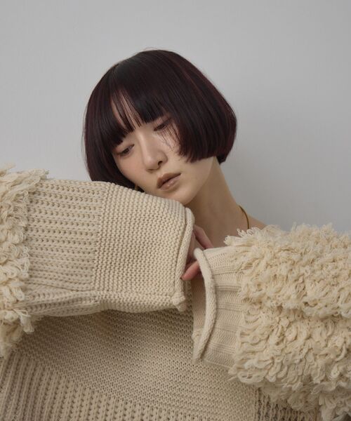 kivi（キヴィ）の「フリンジMIXニット（ニット/セーター・レディース・ナチュラル/ブラック/レッド・FREE）」の4枚目の写真