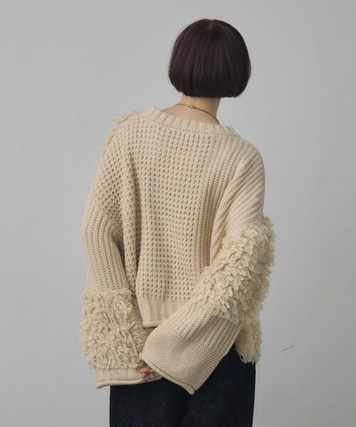 kivi（キヴィ）の「フリンジMIXニット（ニット/セーター・レディース・ナチュラル/ブラック/レッド・FREE）」の7枚目の写真