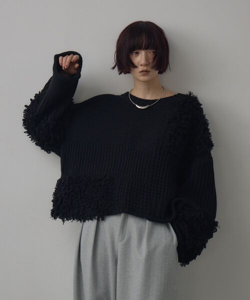 kivi（キヴィ）の「フリンジMIXニット（ニット/セーター・レディース・ナチュラル/ブラック/レッド・FREE）」の8枚目の写真