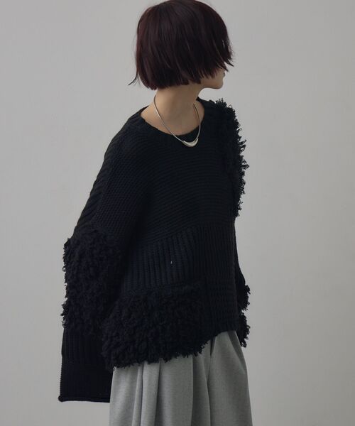 kivi（キヴィ）の「フリンジMIXニット（ニット/セーター・レディース・ナチュラル/ブラック/レッド・FREE）」の9枚目の写真