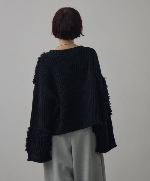 kivi（キヴィ）の「フリンジMIXニット（ニット/セーター・レディース・ナチュラル/ブラック/レッド・FREE）」の10枚目の写真