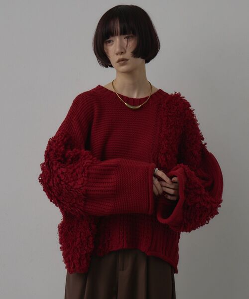 kivi（キヴィ）の「フリンジMIXニット（ニット/セーター・レディース・ナチュラル/ブラック/レッド・FREE）」の11枚目の写真