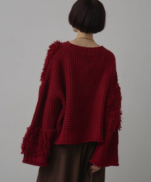 kivi（キヴィ）の「フリンジMIXニット（ニット/セーター・レディース・ナチュラル/ブラック/レッド・FREE）」の13枚目の写真