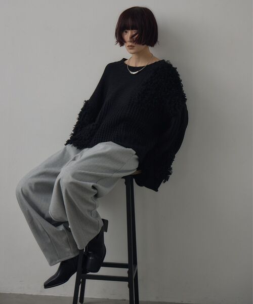 kivi（キヴィ）の「フリンジMIXニット（ニット/セーター・レディース・ナチュラル/ブラック/レッド・FREE）」の18枚目の写真