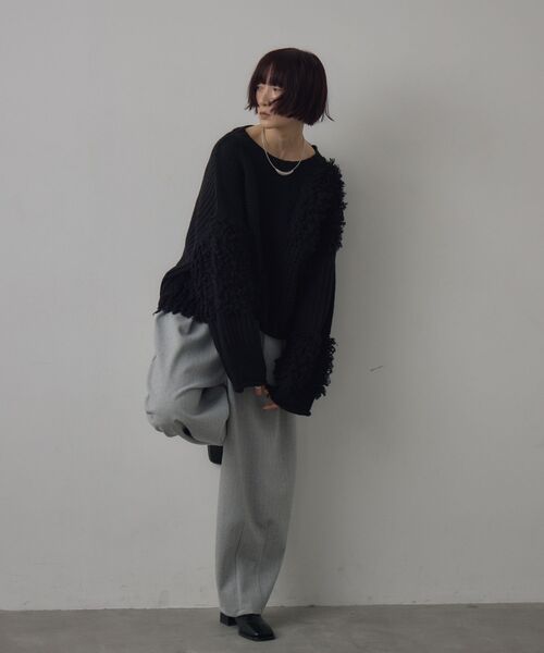 kivi（キヴィ）の「フリンジMIXニット（ニット/セーター・レディース・ナチュラル/ブラック/レッド・FREE）」の21枚目の写真
