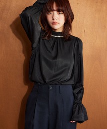 mysty woman | パールツキハイネックブラウス　638056(シャツ/ブラウス)