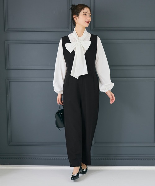 coca（coca）（コカ）の「Vネックオールインワン| セレモニー オフィス ママスーツ フォーマルウェア スーツ 卒業式（つなぎ/オールインワン・レディース・ブラック・L/M）」の13枚目の写真