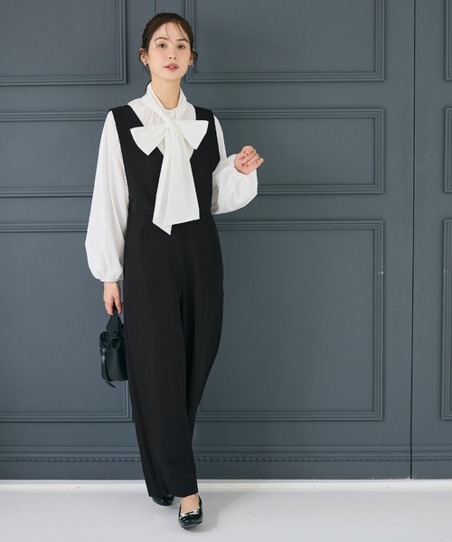 coca（coca）（コカ）の「Vネックオールインワン| セレモニー オフィス ママスーツ フォーマルウェア スーツ 卒業式（つなぎ/オールインワン・レディース・ブラック・L/M）」の16枚目の写真