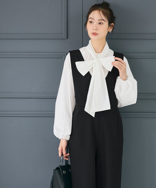 coca（coca）（コカ）の「Vネックオールインワン| セレモニー オフィス ママスーツ フォーマルウェア スーツ 卒業式（つなぎ/オールインワン・レディース・ブラック・L/M）」の2枚目の写真