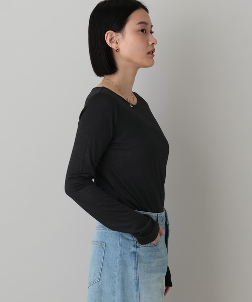 A part by(アパートバイ)の「ラメシアーカット_長袖(Tシャツ/カットソー・レディース・アイボリー/ブラック・FREE)」の15枚目の写真