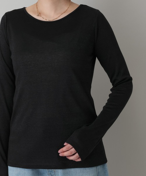 A part by(アパートバイ)の「ラメシアーカット_長袖(Tシャツ/カットソー・レディース・アイボリー/ブラック・FREE)」の20枚目の写真