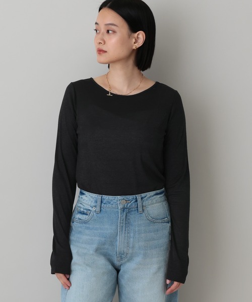 A part by(アパートバイ)の「ラメシアーカット_長袖(Tシャツ/カットソー・レディース・アイボリー/ブラック・FREE)」の13枚目の写真