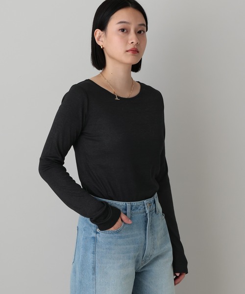 A part by(アパートバイ)の「ラメシアーカット_長袖(Tシャツ/カットソー・レディース・アイボリー/ブラック・FREE)」の14枚目の写真