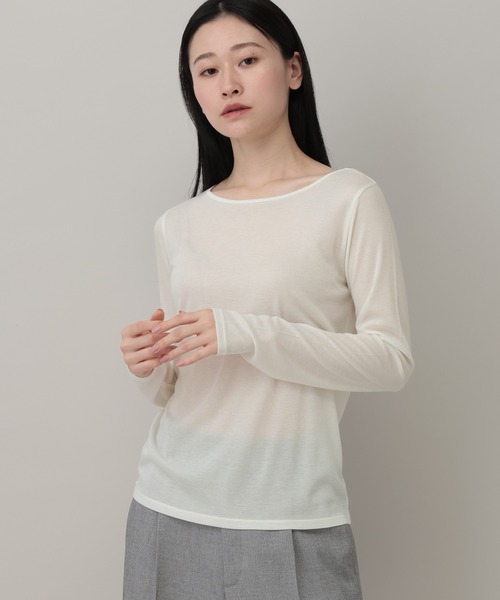 A part by(アパートバイ)の「ラメシアーカット_長袖(Tシャツ/カットソー・レディース・アイボリー/ブラック・FREE)」の6枚目の写真