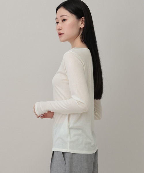 A part by(アパートバイ)の「ラメシアーカット_長袖(Tシャツ/カットソー・レディース・アイボリー/ブラック・FREE)」の7枚目の写真