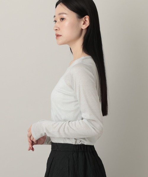A part by(アパートバイ)の「ラメシアーカット_長袖(Tシャツ/カットソー・レディース・アイボリー/ブラック・FREE)」の10枚目の写真