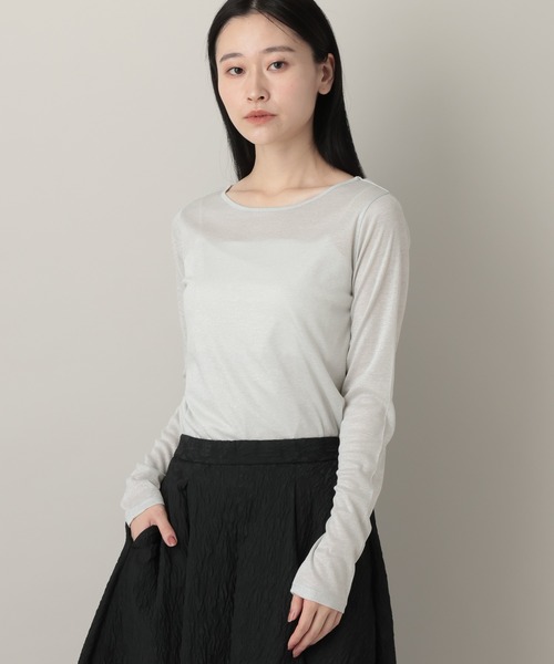 A part by(アパートバイ)の「ラメシアーカット_長袖(Tシャツ/カットソー・レディース・アイボリー/ブラック・FREE)」の9枚目の写真