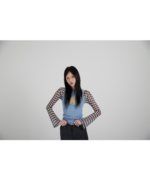 COTTONREBIRTHCLUB(コットンリバースクラブ)の「アーガイルメッシュ長袖Tシャツ(ネイビー)(Tシャツ/カットソー・レディース・その他・SMALL/MEDIUM)」の3枚目の写真