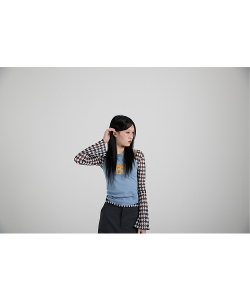 COTTONREBIRTHCLUB(コットンリバースクラブ)の「アーガイルメッシュ長袖Tシャツ(ネイビー)(Tシャツ/カットソー・レディース・その他・SMALL/MEDIUM)」の4枚目の写真