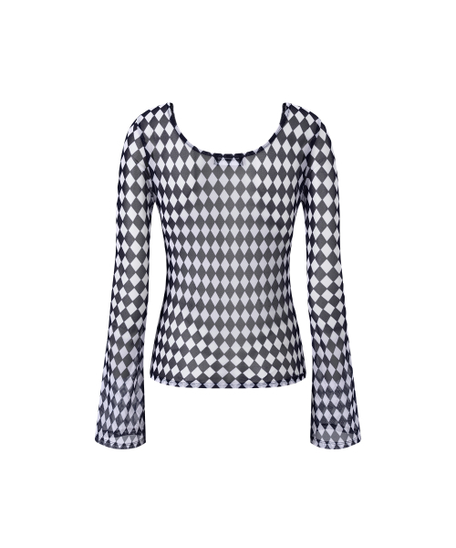 COTTONREBIRTHCLUB(コットンリバースクラブ)の「アーガイルメッシュ長袖Tシャツ(ネイビー)(Tシャツ/カットソー・レディース・その他・SMALL/MEDIUM)」の6枚目の写真