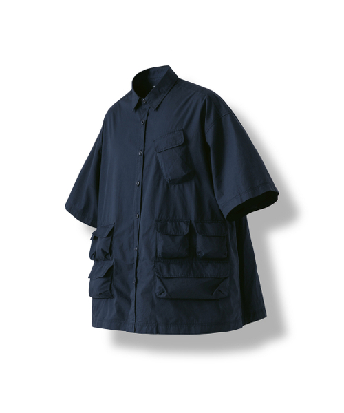 ANGLAN(アングラン)の「Slather Utility Pocket Half Shirt - Navy(シャツ/ブラウス・メンズ・その他・ONE SIZE)」の1枚目の写真