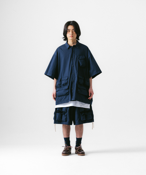 ANGLAN(アングラン)の「Slather Utility Pocket Half Shirt - Navy(シャツ/ブラウス・メンズ・その他・ONE SIZE)」の4枚目の写真