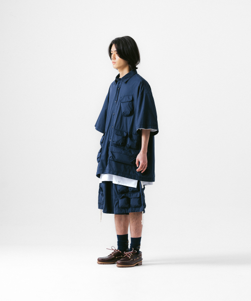 ANGLAN(アングラン)の「Slather Utility Pocket Half Shirt - Navy(シャツ/ブラウス・メンズ・その他・ONE SIZE)」の5枚目の写真