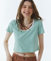 RAVEROUS（レイバーロス）の「RVS リンガークロップTシャツ ミント（Tシャツ/カットソー）」
