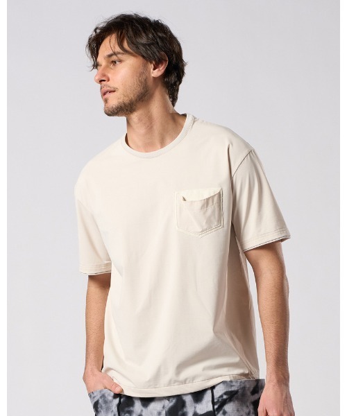 wjk（ダヴルジェイケイ）の「drawstring leather pocket S/S（Tシャツ/カットソー・メンズ・チャコールグレー/ブラック/ライトベージュ・SMALL/MEDIUM/LARGE/X-LARGE）」の18枚目の写真