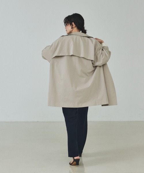 qualite（カリテ）の「【大人のスプリングコート】オーバースタンドコート/春服/オフィスカジュアル（トレンチコート・レディース・グレイッシュベージュ/ネイビー・36/38）」の6枚目の写真