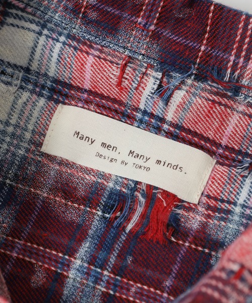 many men many mind(メニーメンメニーマインド)の「MANYMENMANYMINDS / ダメージチェック/L/Sワークシャツ(シャツ/ブラウス・メンズ・レッド/グリーン/ネイビー・M/L/XL)」の12枚目の写真
