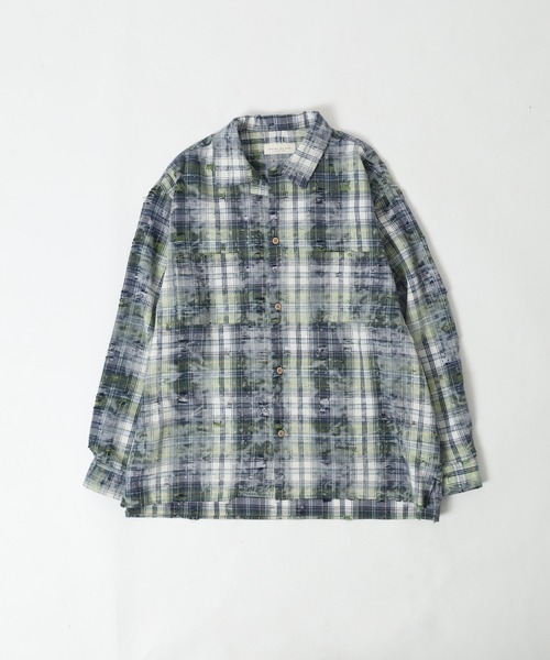 many men many mind(メニーメンメニーマインド)の「MANYMENMANYMINDS / ダメージチェック/L/Sワークシャツ(シャツ/ブラウス・メンズ・レッド/グリーン/ネイビー・M/L/XL)」の6枚目の写真