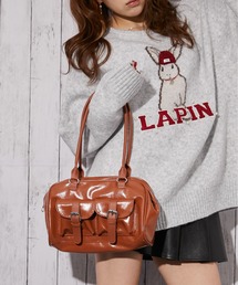 GORGE（ゴージ）の「《エナメル調×ツヤ素材》ポケット付きスクエアミニハンドバッグ（ハンドバッグ）」