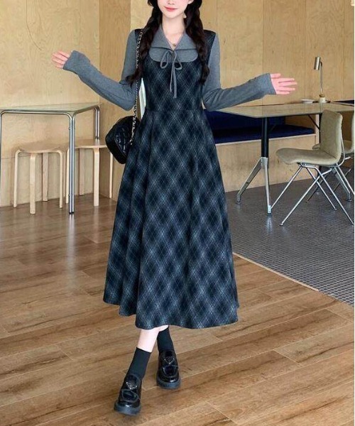 gossip!ロサンゼルス(ゴシップロサンゼルス)の「Y2K レトロ チェック柄 配色 ティアード ワンピース(ワンピース・レディース・チェック・M)」の7枚目の写真
