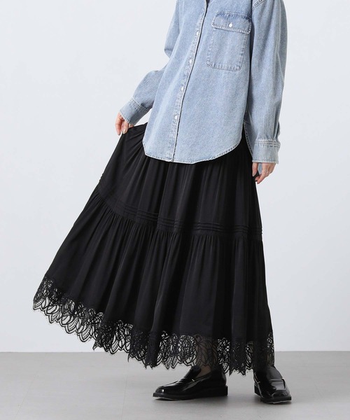 Gready Brilliant（グレディブリリアン）の「ヘムレースティアードスカート（スカート・レディース・オフホワイト/ブラック・38）」の2枚目の写真