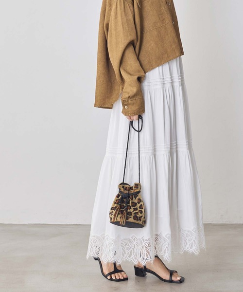 Gready Brilliant（グレディブリリアン）の「ヘムレースティアードスカート（スカート・レディース・オフホワイト/ブラック・38）」の8枚目の写真