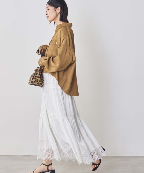 Gready Brilliant（グレディブリリアン）の「ヘムレースティアードスカート（スカート・レディース・オフホワイト/ブラック・38）」の11枚目の写真