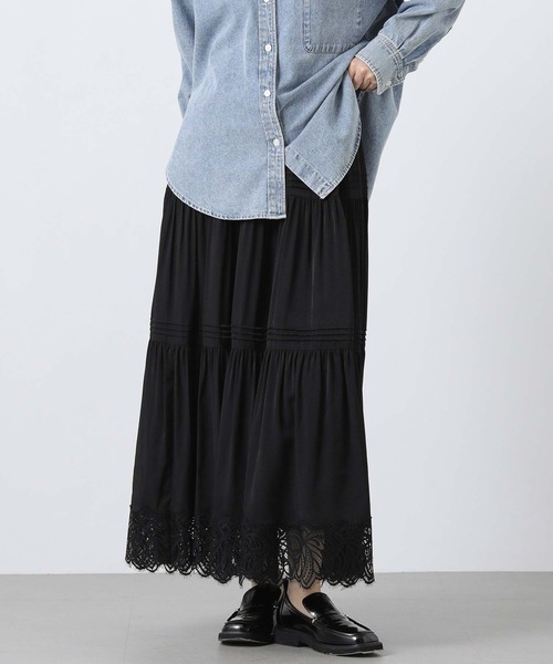 Gready Brilliant（グレディブリリアン）の「ヘムレースティアードスカート（スカート・レディース・オフホワイト/ブラック・38）」の17枚目の写真