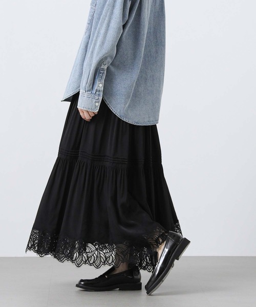 Gready Brilliant（グレディブリリアン）の「ヘムレースティアードスカート（スカート・レディース・オフホワイト/ブラック・38）」の18枚目の写真