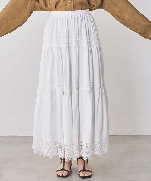 Gready Brilliant（グレディブリリアン）の「ヘムレースティアードスカート（スカート・レディース・オフホワイト/ブラック・38）」の21枚目の写真