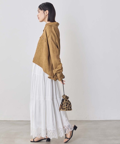 Gready Brilliant（グレディブリリアン）の「ヘムレースティアードスカート（スカート・レディース・オフホワイト/ブラック・38）」の4枚目の写真