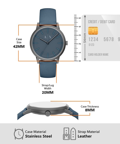ARMANI EXCHANGE(アルマーニエクスチェンジ)の「アルマーニ・エクスチェンジ 腕時計 メンズ アナログ レザー AX2767(アナログ腕時計・メンズ・ブルー・FREE)」の8枚目の写真