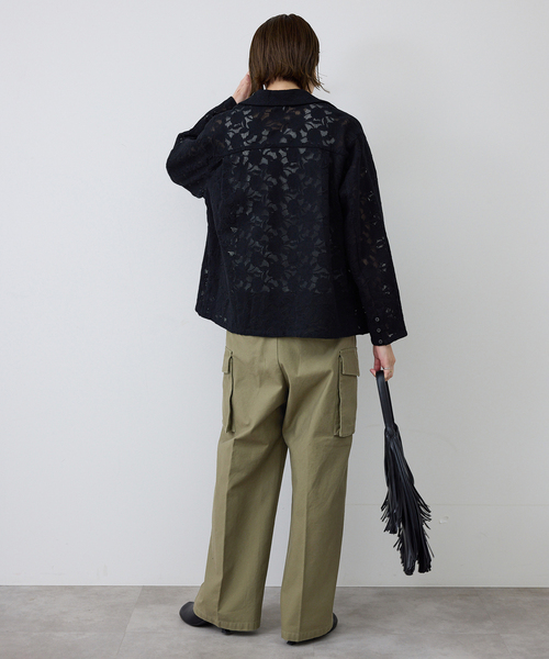 SLOBE IENA（スローブイエナ）の「バックサテンミリタリーパンツ（カーゴパンツ・レディース・ネイビー/カーキ・36/38）」の7枚目の写真