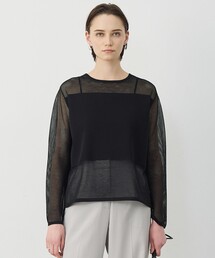 パネルパターンメッシュ ニットプルオーバー
