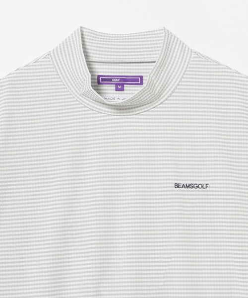 BEAMS GOLF(ビームスゴルフ)の「PURPLE LABEL / ジャカードボーダー モックネックシャツ(スウェット・メンズ・グレー/ネイビー/ブルー・MEDIUM/SMALL/X-LARGE/LARGE)」の6枚目の写真